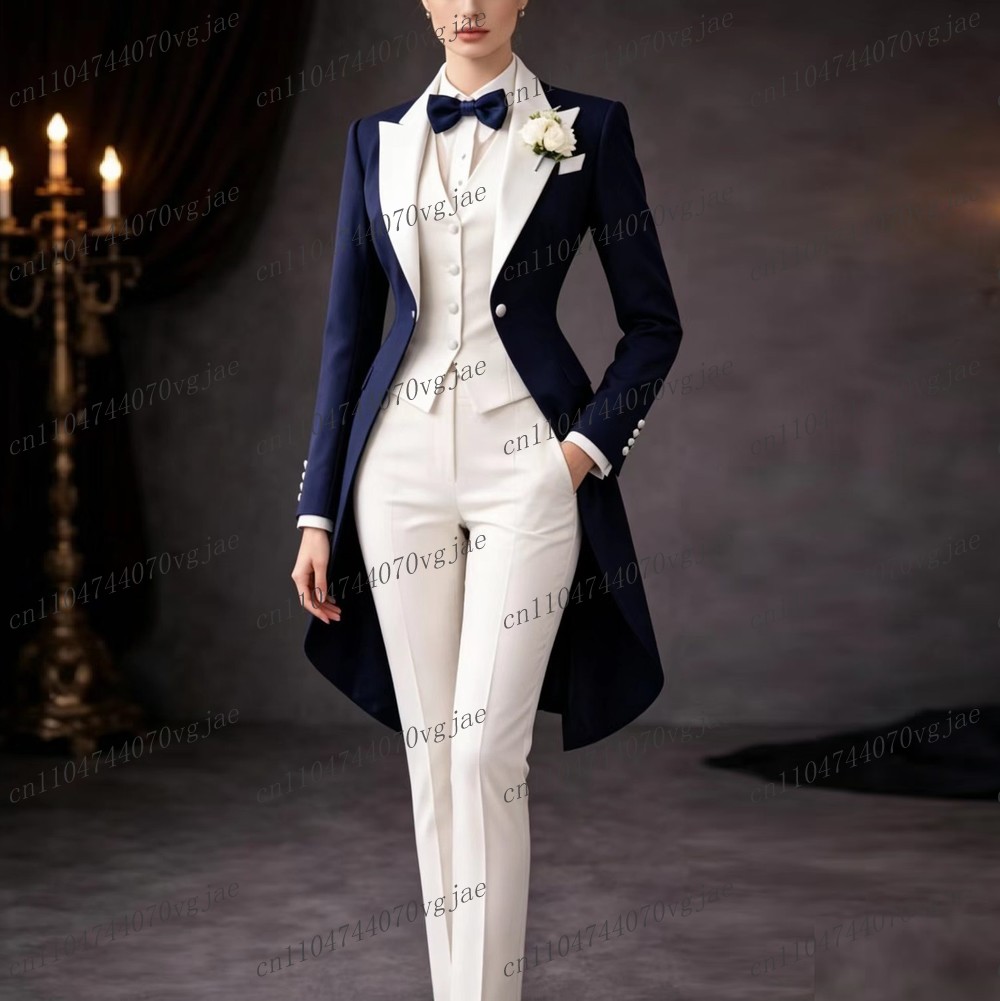 Formal Women'S Wear - Conjunto de 3 peças azul marinho