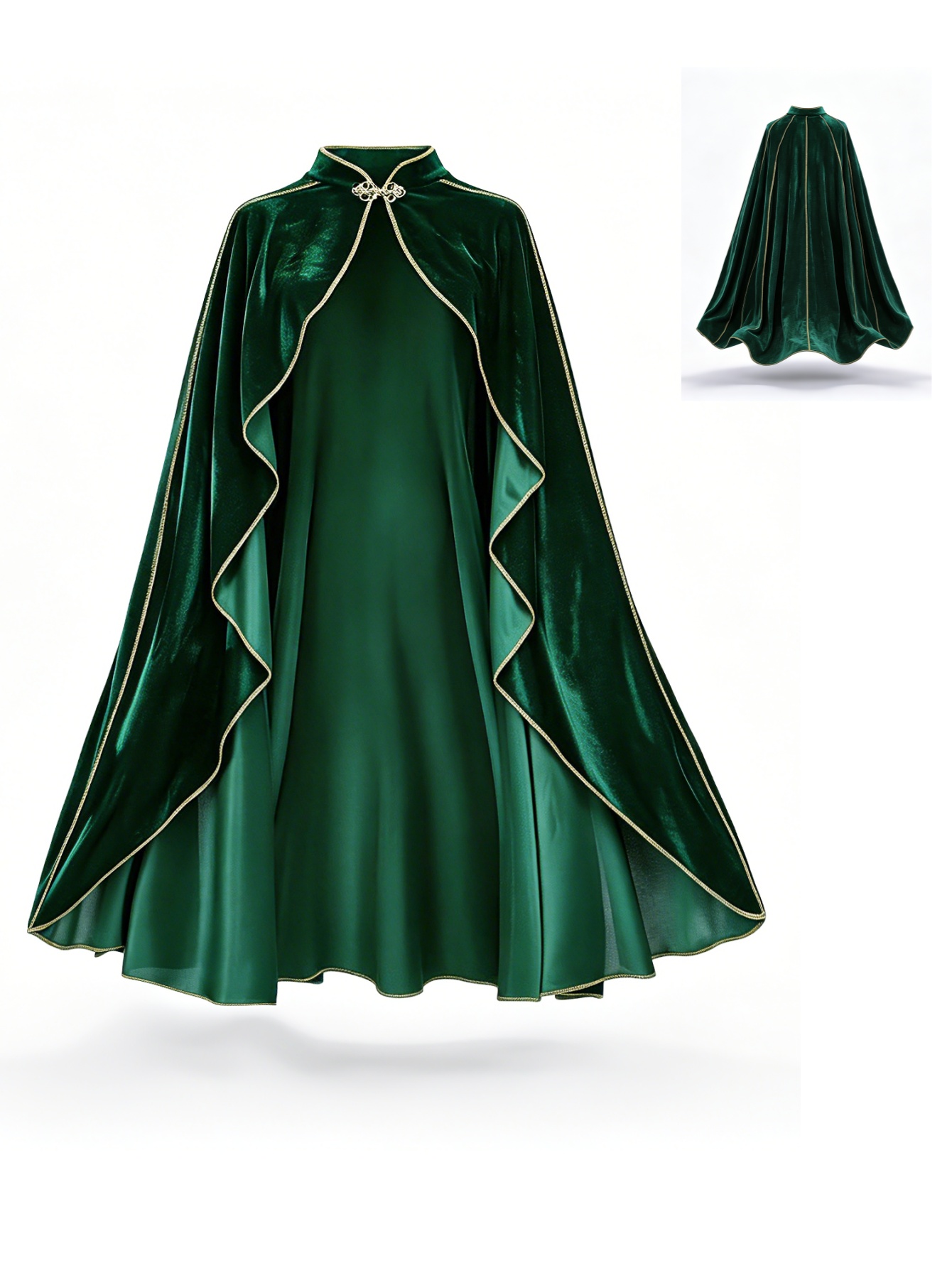 Vintage Women'S Formal Wear - Capa de Veludo Verde Vintage para
