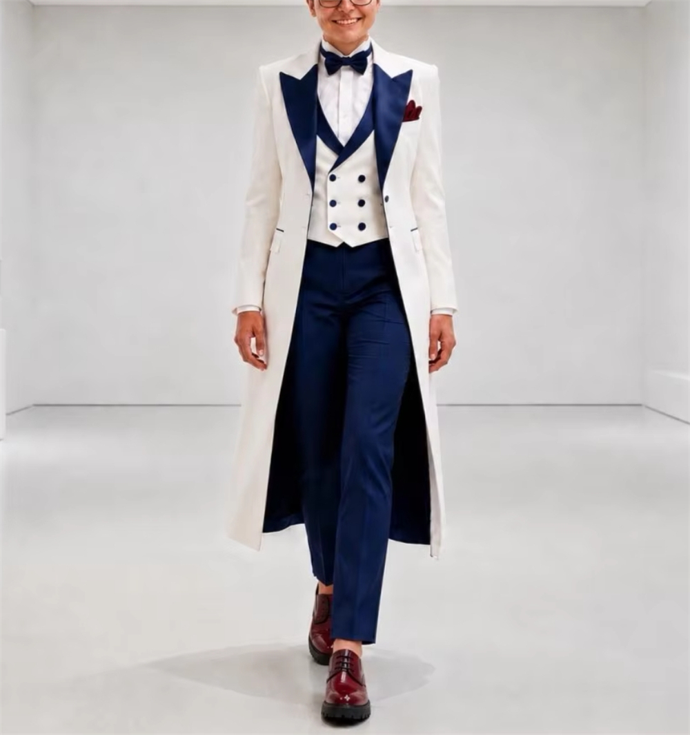 Formal Women'S Wear - Jaqueta Feminina Azul Marinho e Branca,