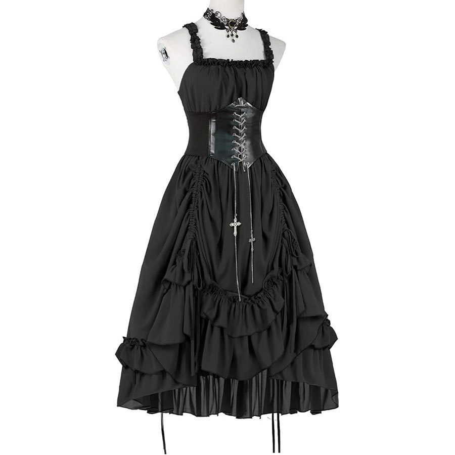Vestido Gótico Feminino com Co - Vintage Women'S Formal Wear avaliação e preço