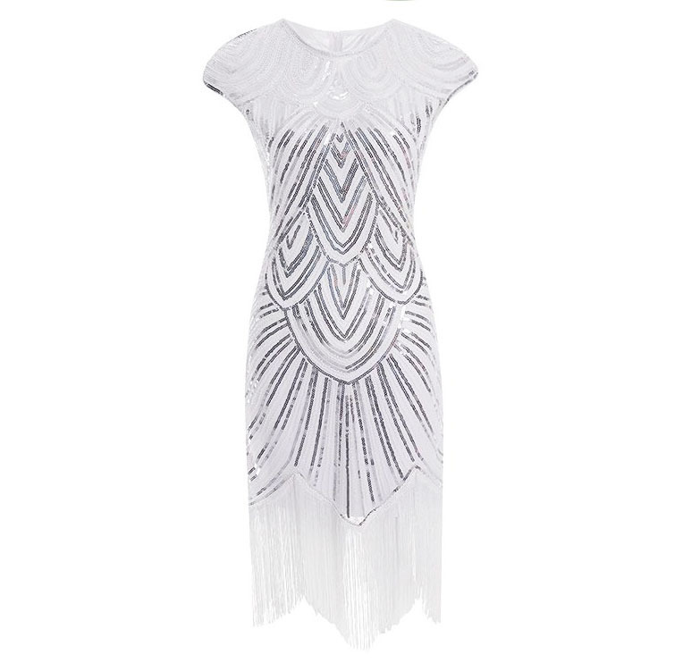 Vestido Flapper Vintage com Fr - Vintage Women'S Formal Wear avaliação e preço