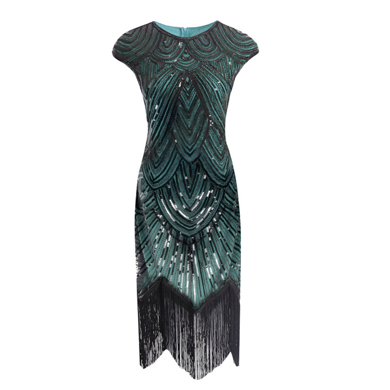 Vestido Flapper Vintage com Fr - Vintage Women'S Formal Wear avaliação e preço