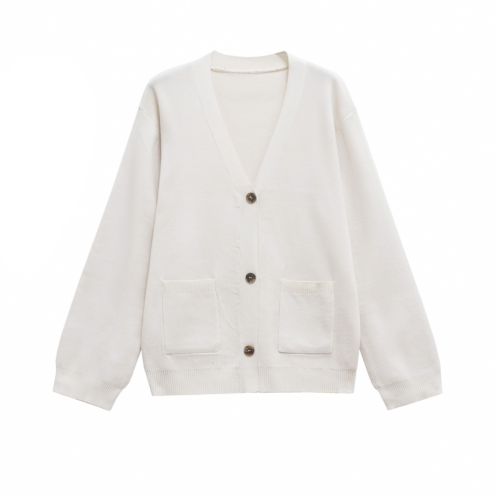 Cardigã de Tricô com Decote em - Women Formal Wear Stitching avaliação e preço