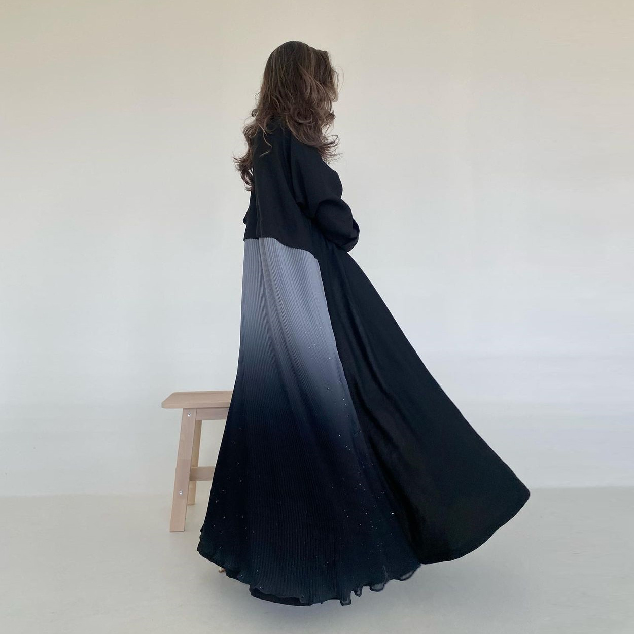Vestido Abaya Plissado para Mu - Women Formal Wear Stitching avaliação e preço